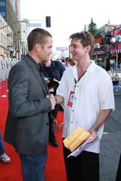 Paul Walker and Braden Wright at the Eight Below premiere, 2006 (credit: Alex Berliner)